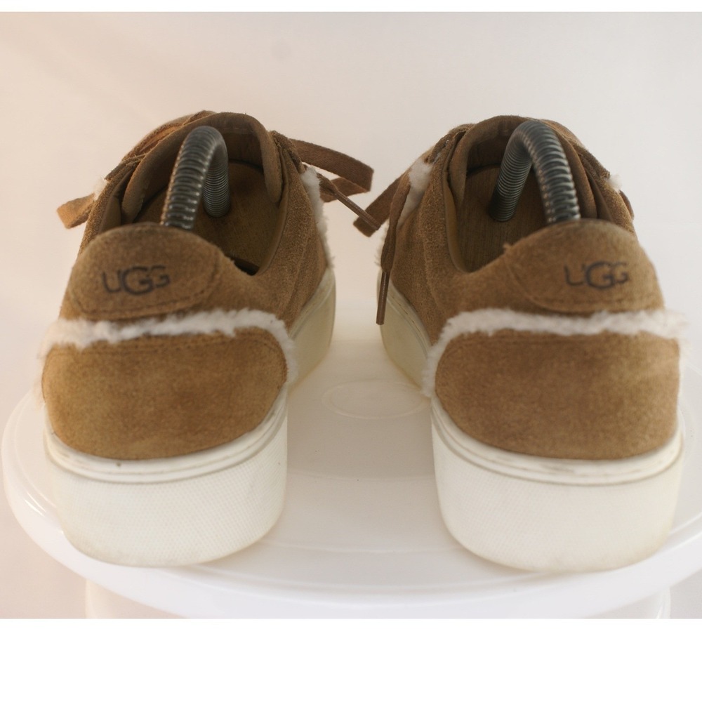 UGG Jass Shearling Suede Platform Sneakers Chestnut Brown Lace Up Womens 8 - Picture 5 of 13
